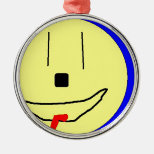 Ornement En Métal Emoji Sucré, Bleu Jaune, Art Par Enfants :)