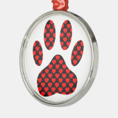 Ornement En Métal Empreinte de patte de chien avec les coeurs (Gauche)