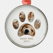 Ornement En Métal Empreinte de patte personnalisé Nom de l'animal de (Devant)