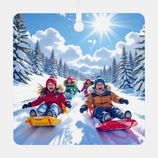 Ornement En Métal Enfants Dormir Noël d'hiver (Recto)