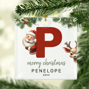 Ornement En Métal Enfants lettre P Monogramme Arbre de Noël
