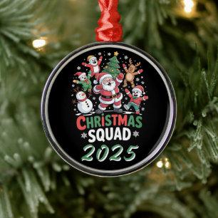 Ornement En Métal Équipe de Noël personnalisée Famille Santa 2025