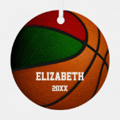 Ornement En Métal équipe rouge vert couleurs filles garçons basketba (Recto)