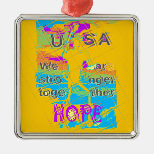 Ornement En Métal États-Unis Hillary Hope Plus Fort Ensemble