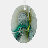 Ornement En Métal Évolution fractale, Art Abstrait Turquoise d'or (Avant droite)