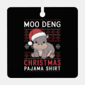 Ornement En Métal Famille de jumelage de pyjama de Noël Moo Deng (Recto)