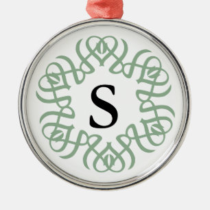 Ornement En Métal Famille de monogramme floral vert sauge élégant