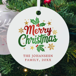 Ornement En Métal Famille de Typographie de saké de Noël Joyeux