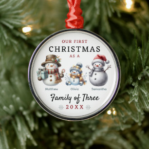 Ornement En Métal Famille des trois premiers Noël