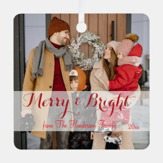 Ornement En Métal Family Minimalist Christmas Photo