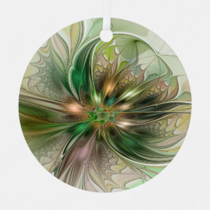 Ornement En Métal Fantaisie Abstraite Moderne Fleur Fractale Colorée