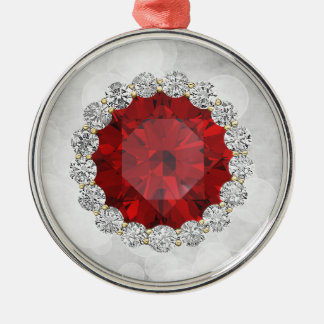 Ornement En Métal Faux rubis et diamants argent Bokeh