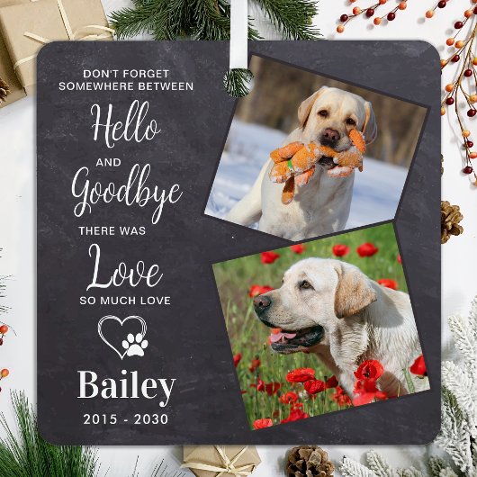 Ornement En Métal Favori Hello Custom 2 Photo Pet Dog Memorial