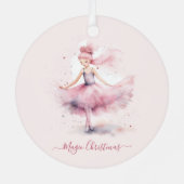 Ornement En Métal Fée de prune rose de Noël (Verso)