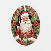 Ornement En Métal Festive Père Noël Noël Faux brodé (Avant gauche)