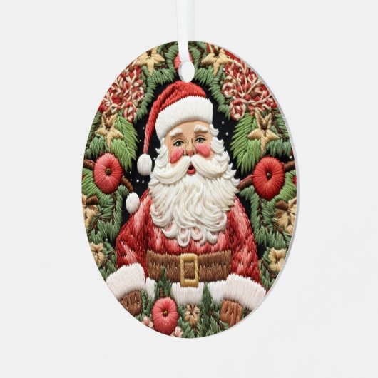 Ornement En Métal Festive Père Noël Noël Faux brodé (Avant gauche)