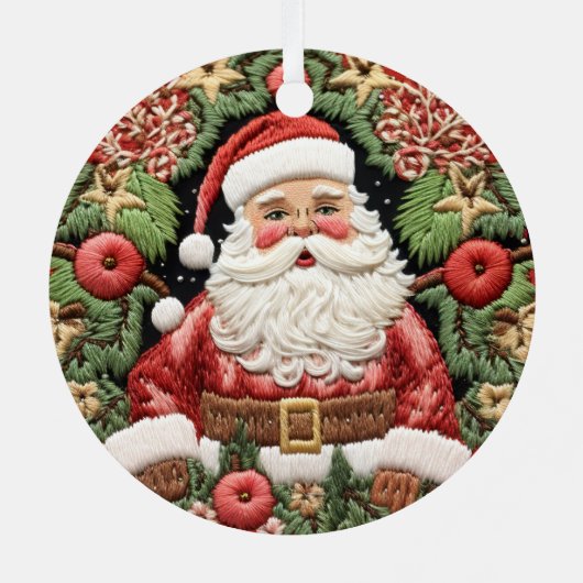 Ornement En Métal Festive Père Noël Noël Faux brodé (Verso)