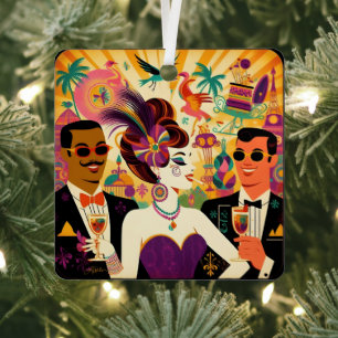 Ornement En Métal Fête de Cocktail Mardi Gras du Milieu du Siècle