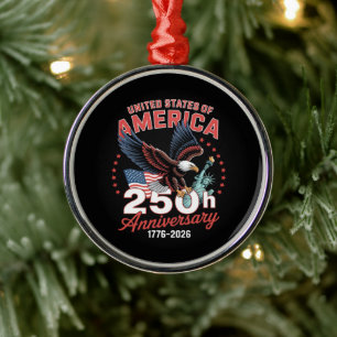 Ornement En Métal Fête de l'indépendance 250e anniversaire USA Patri