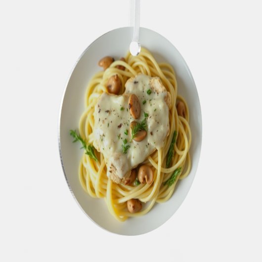 Ornement En Métal Fettuccini Alfredo Drôle Nourriture Noël (Avant droite)