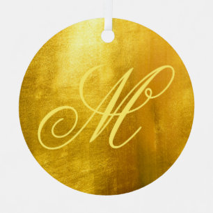 Ornement En Métal Feuille de faux or jaune brillant à monogramme élé