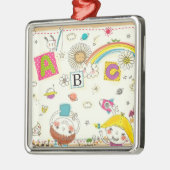 Ornement En Métal Fille et garçon jouant par le tableau noir (Gauche)