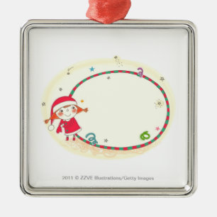 Ornement En Métal Fille utilisant le costume de Père Noël