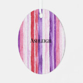 Ornement En Métal Fille violet rose rose rouge rayures Noël (Avant gauche)