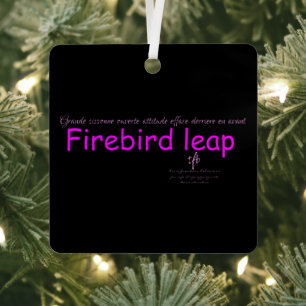 Ornement En Métal Firebird Leap Noir et rose Sq.