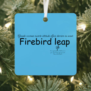 Ornement En Métal Firebird Leap Sky Blue et Black Sq.