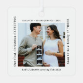 Ornement En Métal First Christmas Expecting Pregnancy Announcement (Verso)