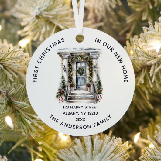 Ornement En Métal First Christmas In Our New Home Family Photo (Insitu)