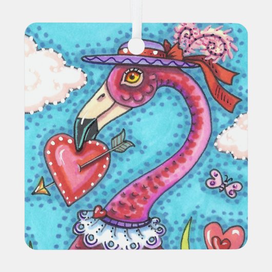 Ornement En Métal Flamant rose ROSE COEURS DE VALENTINE, INSÉPARABLE (Verso)