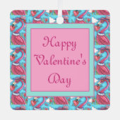 Ornement En Métal Flamant rose ROSE COEURS DE VALENTINE, INSÉPARABLE (Recto)