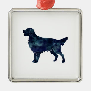 Ornement En Métal Flat coated Retriever Black Watercolor