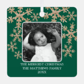 Ornement En Métal Fléau de neige rustique vert moderne 2 Photo Migno (Recto)