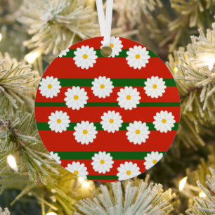 Ornement En Métal Fleur blanche Fleur rouge Joyeux Noël