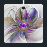 Ornement En Métal Fleur d'art Abstrait, énergique et coloré<br><div class="desc">Une puissante fleur d'imaginaire multicolore,  un art fractal floral unique. Conception pour votre ornement métallique carré et plus encore.</div>