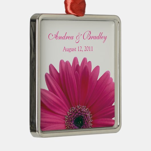 Ornement En Métal Fleur rose Gerbera Daisy Mariage ou Anniversaire (Droite)