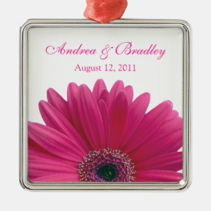 Ornement En Métal Fleur rose Gerbera Daisy Mariage ou Anniversaire