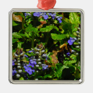 Ornement En Métal Fleur violette et abeille boursouflante