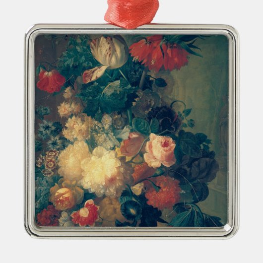 Ornement En Métal Fleurs dans un vase avec le nid d'un oiseau (Devant)