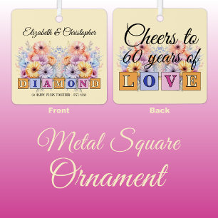 Ornement En Métal fleurs de 60e anniversaire de diamant pêche