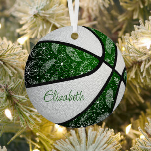 Ornement En Métal fleurs de gribouillis vert blanc cachemire basketb