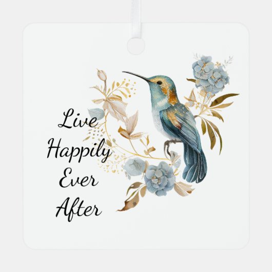 Ornement En Métal Fleurs d'Hydrangée de colibri (Recto)