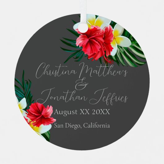 Ornement En Métal Fleurs hawaïennes tropicales Mariage élégant sur G (Recto)