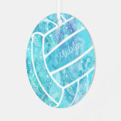 Ornement En Métal fleurs plumes cachemire volleyball turquoise (Avant gauche)