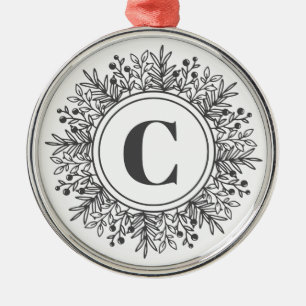 Ornement En Métal Flocon de neige Monogramme Noël