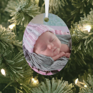 Ornement En Métal Flocon de neige rose pour bébé personnalisé