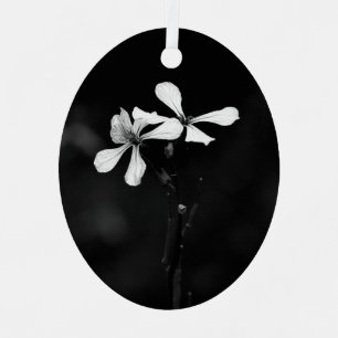 Ornement En Métal floral noir et blanc minimaliste